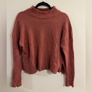 Melrose + Market Burnt Orange Cropped Mock Neck Sweater